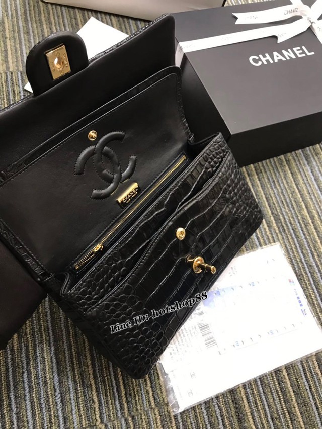 CHANEL女包 A01112 最新經典款 CF小牛皮壓花鱷魚紋 時尚單肩鏈條口蓋包 香奈兒斜跨女包 djc1516